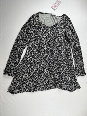 Pretty Young Thing Leopard Print Long Sleeve Blouse Size S